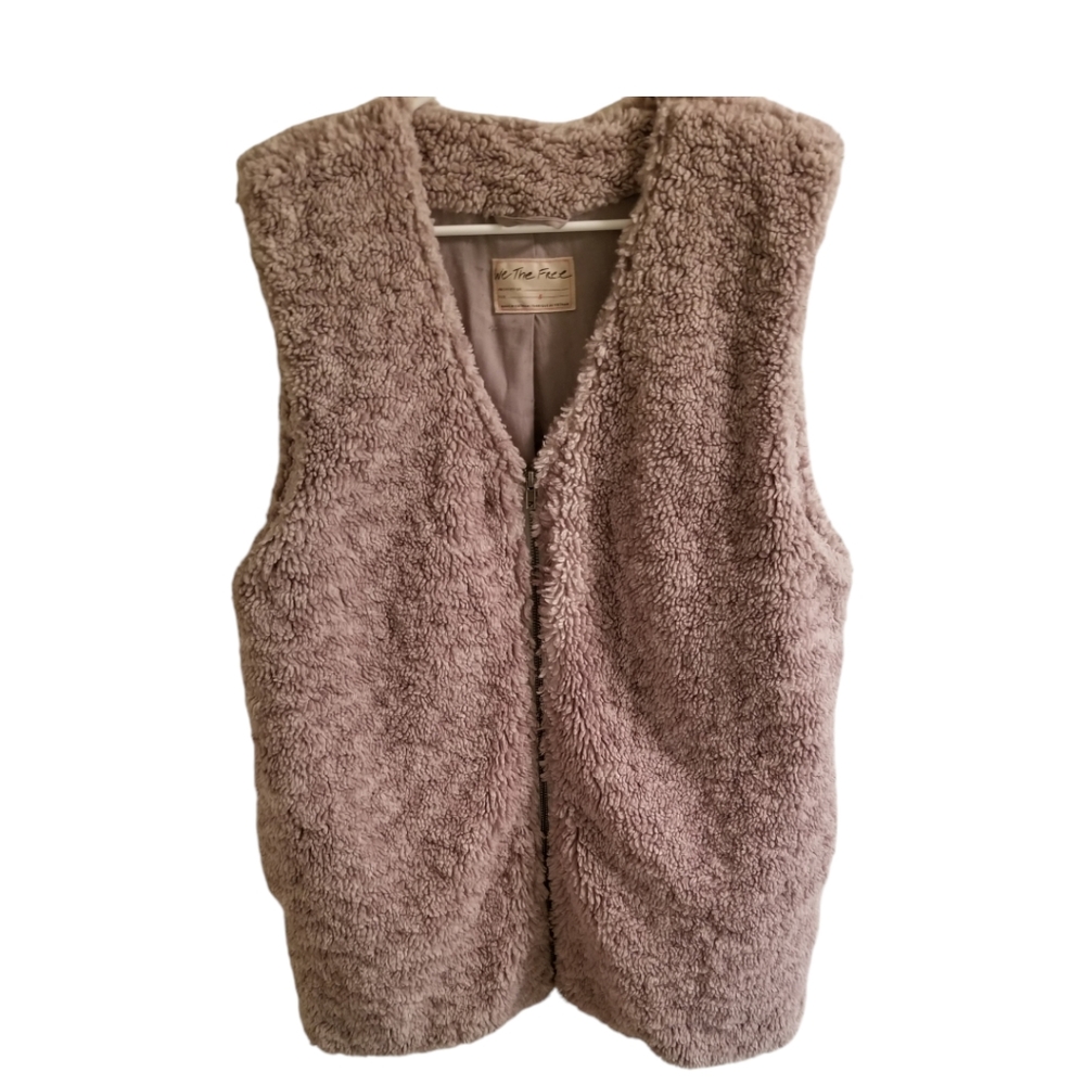 We The Free FP Women's Size S Taupe Great Escape Teddy Vest Pockets